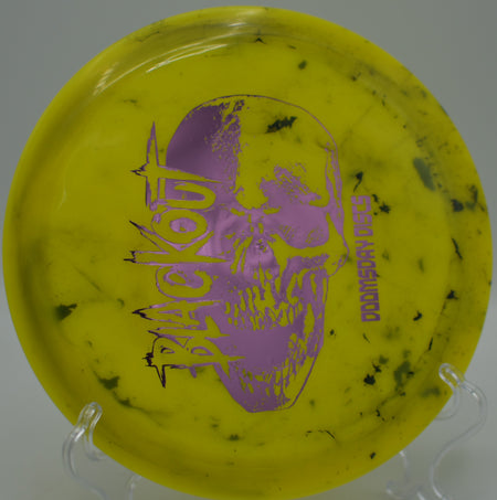 Biohazard Blackout pushing a long, understable fairway shot at Cedarock Great Blue DGC in Burlington, NC, floating straight with minimal power.