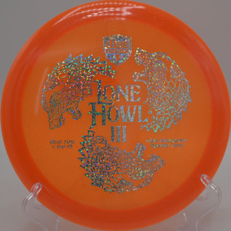 Discmania Lone Howl 3 PD flying over a water carry at Hornets Nest Disc Golf Course in Charlotte, North Carolina.