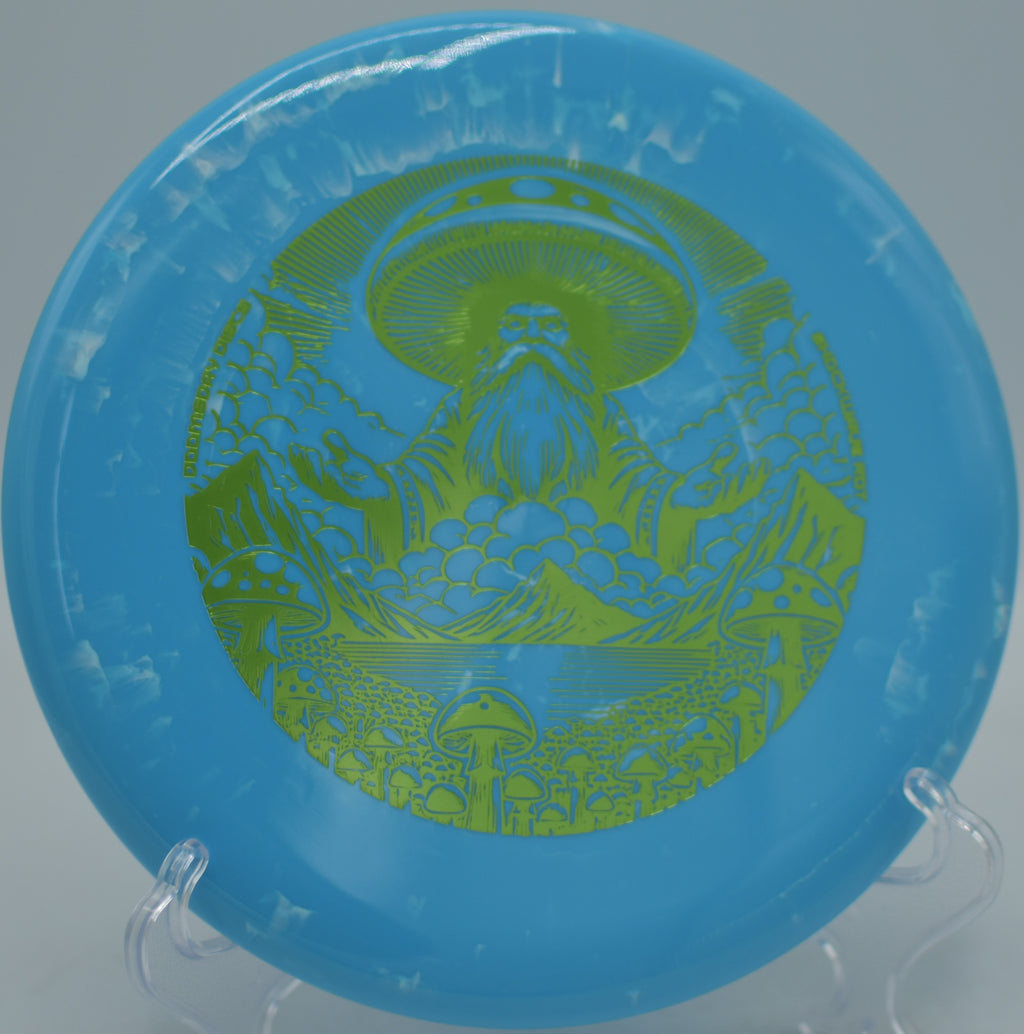 Rot Shockwave Doomsday Discs apocalypse-themed putter trusted for controlled finishes at Tyler State Park Disc Golf Course in Newtown, Pennsylvania.
