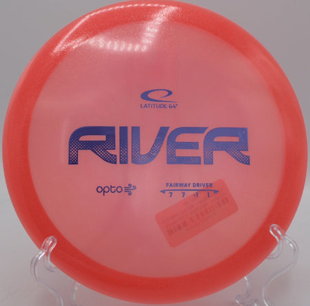 Latitude 64 Opto Air River fairway driver delivering easy distance at Kaposia Park Disc Golf Course in South St Paul Minnesota