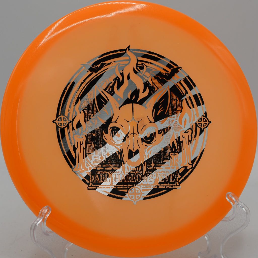 Champion Proto Glow Fox disc thrown on a tunnel shot at Lemon Lake Gold Course in Crown Point, Indiana