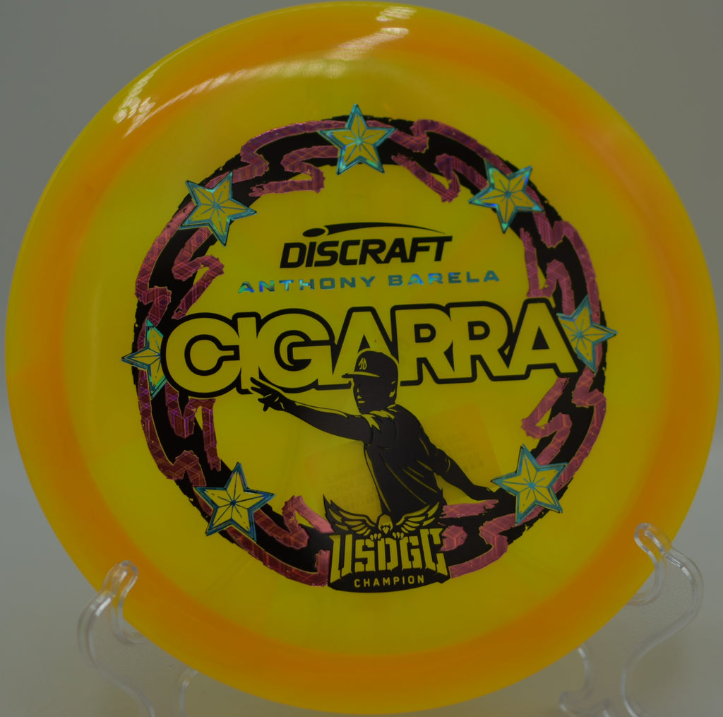 Swirled Z-Swirl Cigarra staged on the green at Burdick Park DGC in Sheboygan, WI, highlighting its glidey fairway control.