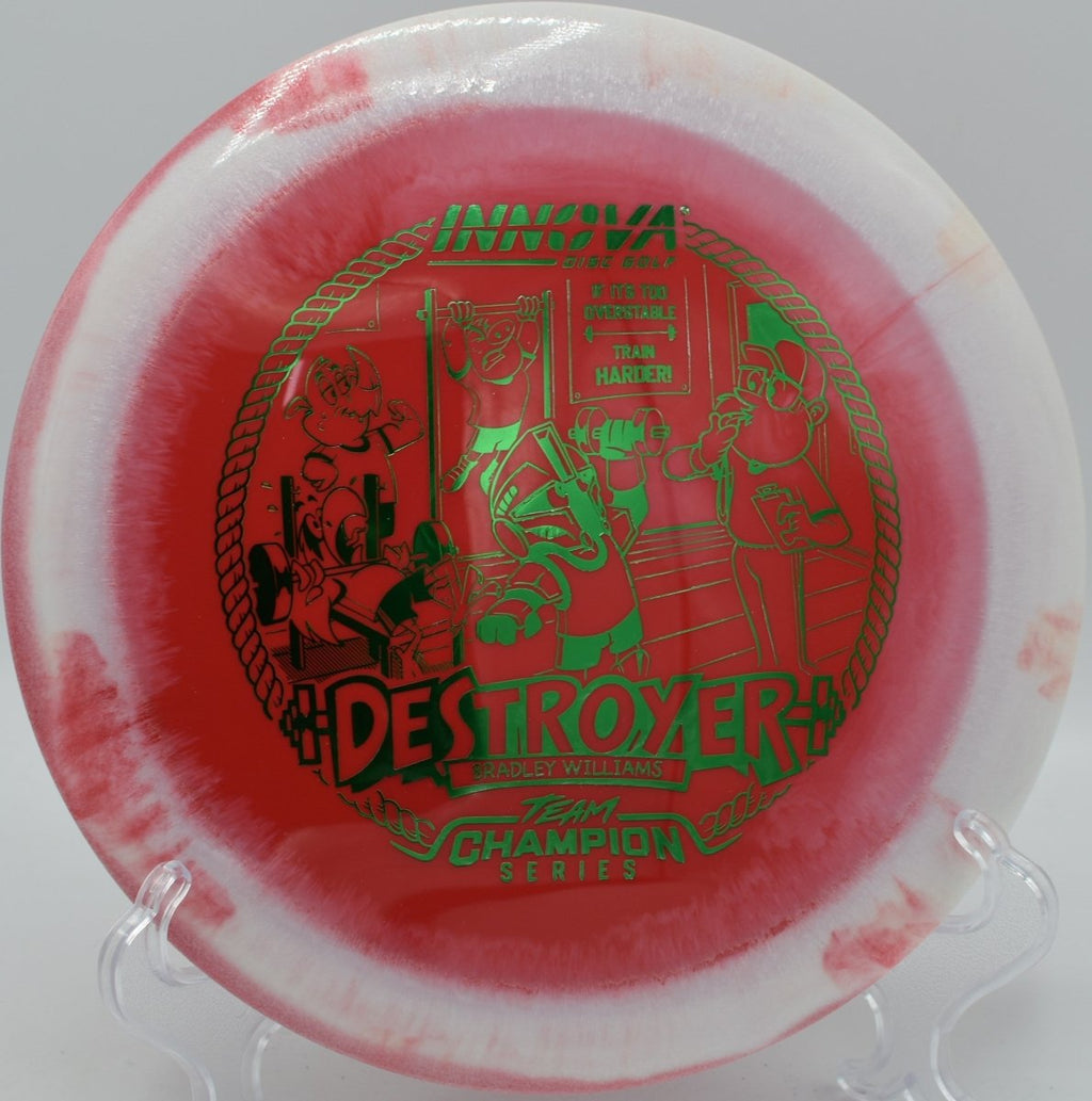 Bradley Williams Halo Star Baby Destroyer disc golf distance driver pushing glide at Rock Ridge Disc Golf Course North Carolina