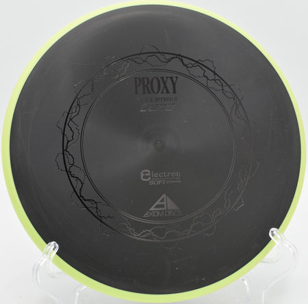 Electron Soft Proxy Axiom putter sinking a touch putt at Moraine State Park Disc Golf Course in Portersville, Pennsylvania.