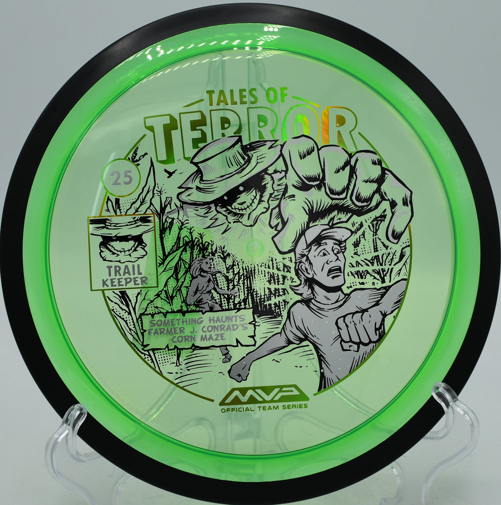 Halloween-stamped MVP Trail used for a soft approach at Zephyr Cove Disc Golf Course in Nevada.