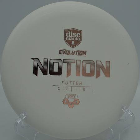 Discmania Exo Soft Notion held in a firm putting grip at Morley Field Disc Golf Course in San Diego, California.