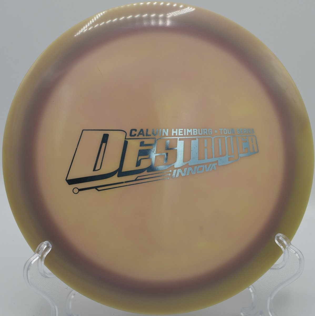 Innova 2019 Calvin Heimburg Destroyer featured at McNaughton Park DGC, Pekin IL for long flex shots, forehand power, and reliable fade