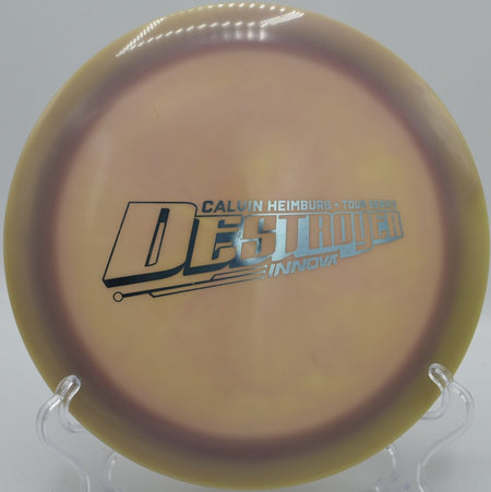 Innova 2019 Calvin Heimburg Destroyer featured at McNaughton Park DGC, Pekin IL for long flex shots, forehand power, and reliable fade