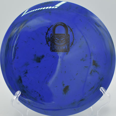 Doomsday Shockwave Lockdown punching a flex line at Zephyr Cove DGC in Zephyr Cove, NV, bending around obstacles with confident overstability.