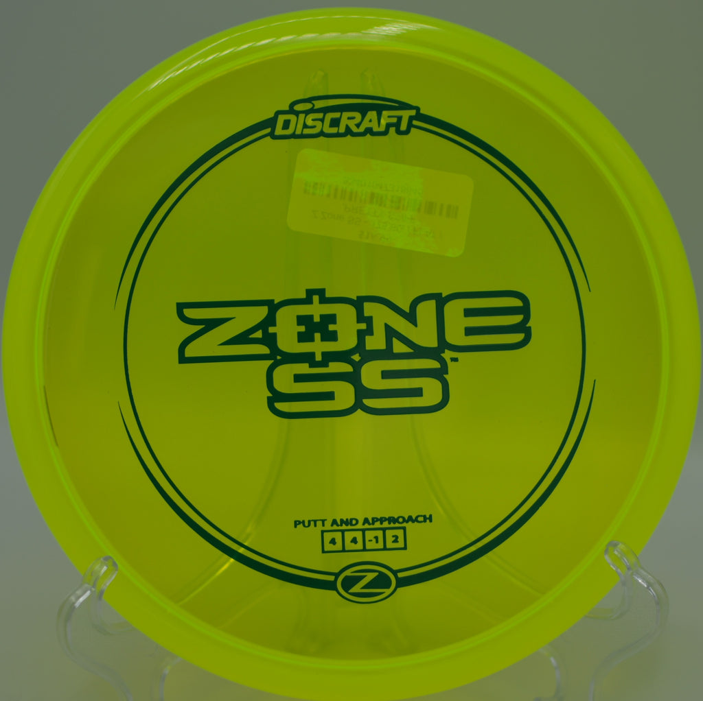 Z Zone SS mid-flight on a precise approach at Browns N Bows Disc Golf Course in Penn Valley, California.