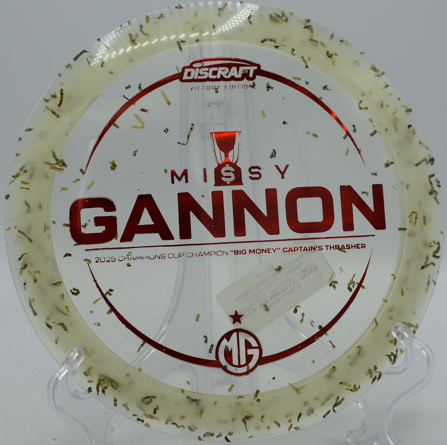 Discraft Captain’s Thrasher with Missy Gannon Money stamp turning late at Water Works Park in Kansas City, Missouri

