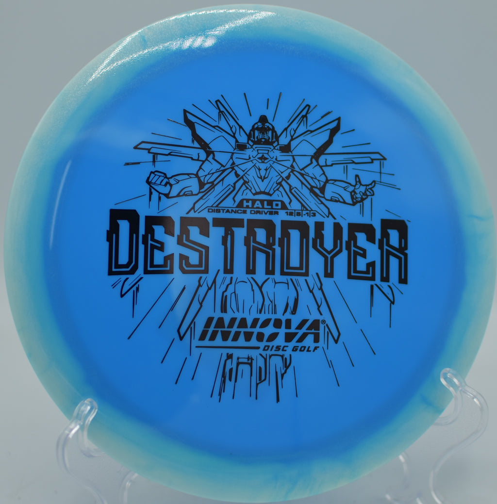 Innova Halo Star Destroyer crushing distance shots at Morley Field Disc Golf Course in San Diego, California.
