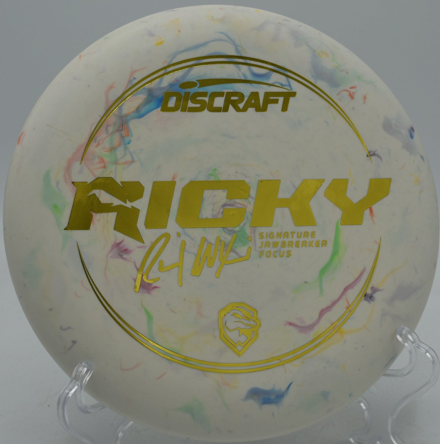 2025 Jawbreaker Focus Ricky Wysocki edition approach putter landing flat at Fountain Hills Disc Golf Course in Fountain Hills, Arizona.
