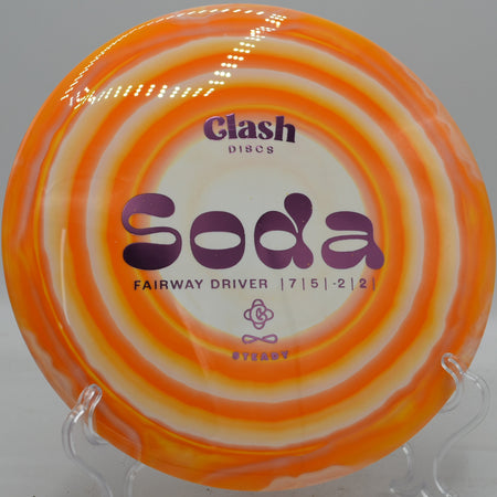 Soda in Steady plastic drifting softly on a tailwind shot before settling near Circle 1 at Camp Sekani.


