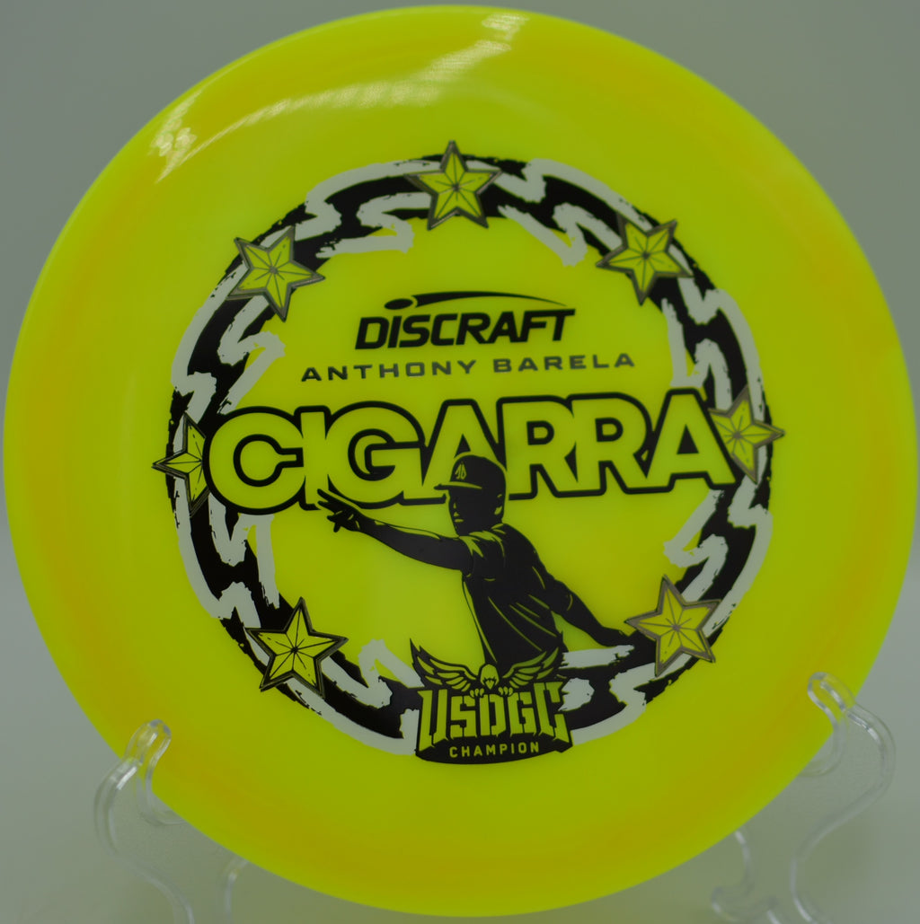 Swirled Z-Swirl Cigarra placed on the tee at Big Sioux DGC in Sioux Falls, SD, built for smooth fairway distance.