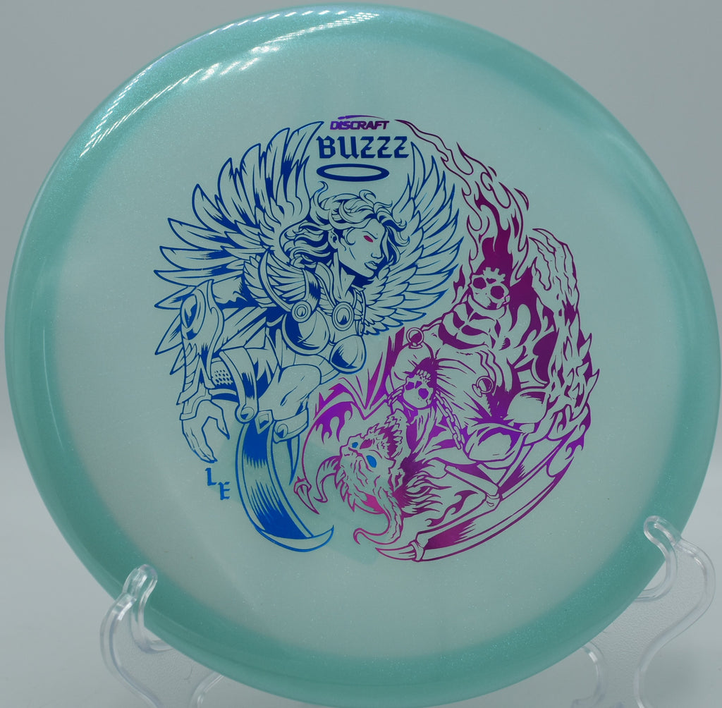 Colorshift Z Glo Buzzz placed on a tee pad at Lincoln Ridge Park in Independence, Kentucky, featuring its signature plastic and elite neutral flight.

