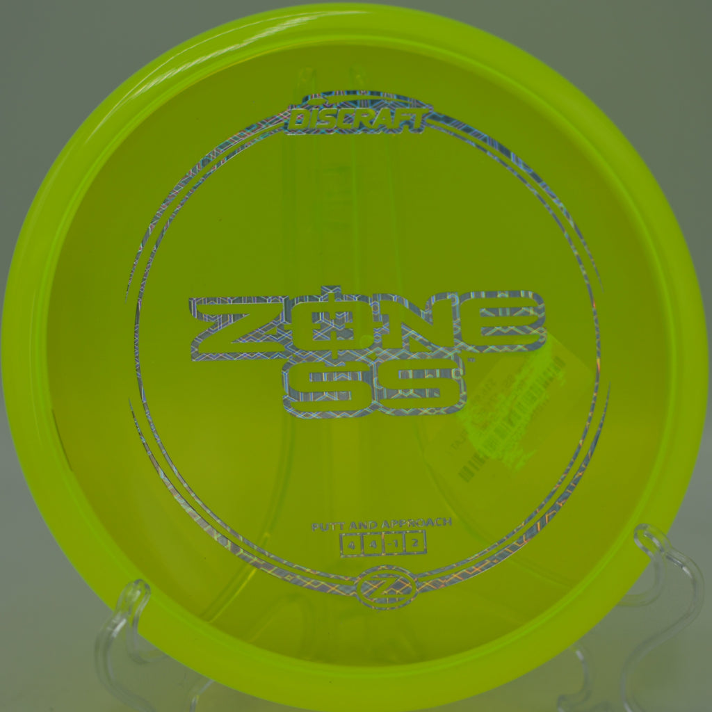 Discraft Z Zone SS holding a neutral line at Winthrop Gold Disc Golf Course in Rock Hill, South Carolina.