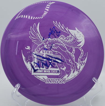 Innova Star Lynx fairway driver carving a smooth hyzer flip through wooded fairway at Riverwalk Disc Golf Course in Myrtle Beach, South Carolina
