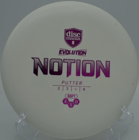 Soft Exo Notion releasing on a straight putt toward chains at Hornets Nest Disc Golf Course in Charlotte, North Carolina.