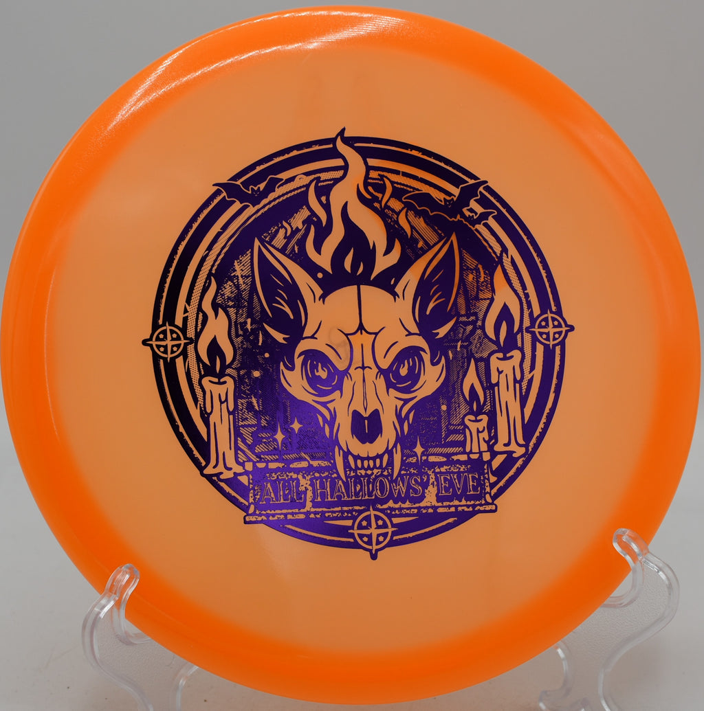 Innova Proto Glow Champion Fox disc released on a flat turnover shot at Beaver Ranch Disc Golf Course in Conifer, Colorado