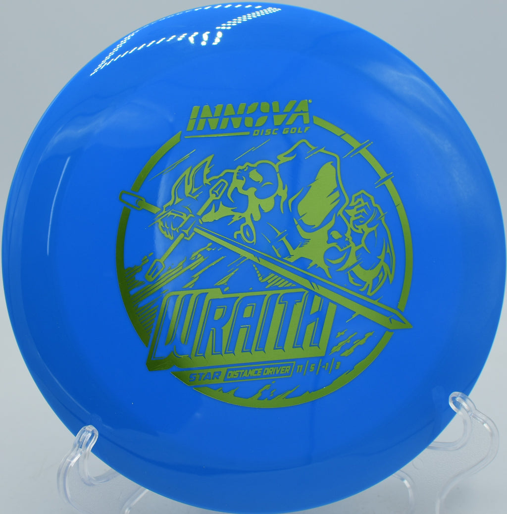 Innova Star Wraith distance driver ripping a max-distance flex shot at Maple Hill Disc Golf Course in Leicester, Massachusetts