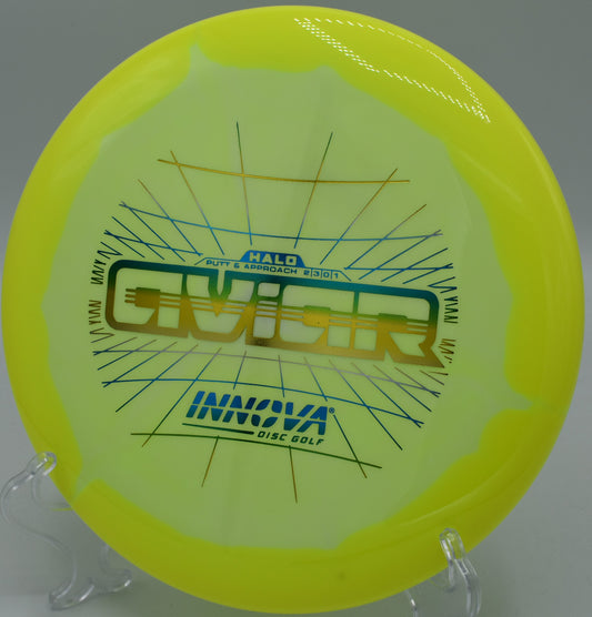 Innova Halo Star Aviar gliding straight on Hole 9 at Rock Ridge Disc Golf Course, Pittsboro, North Carolina.