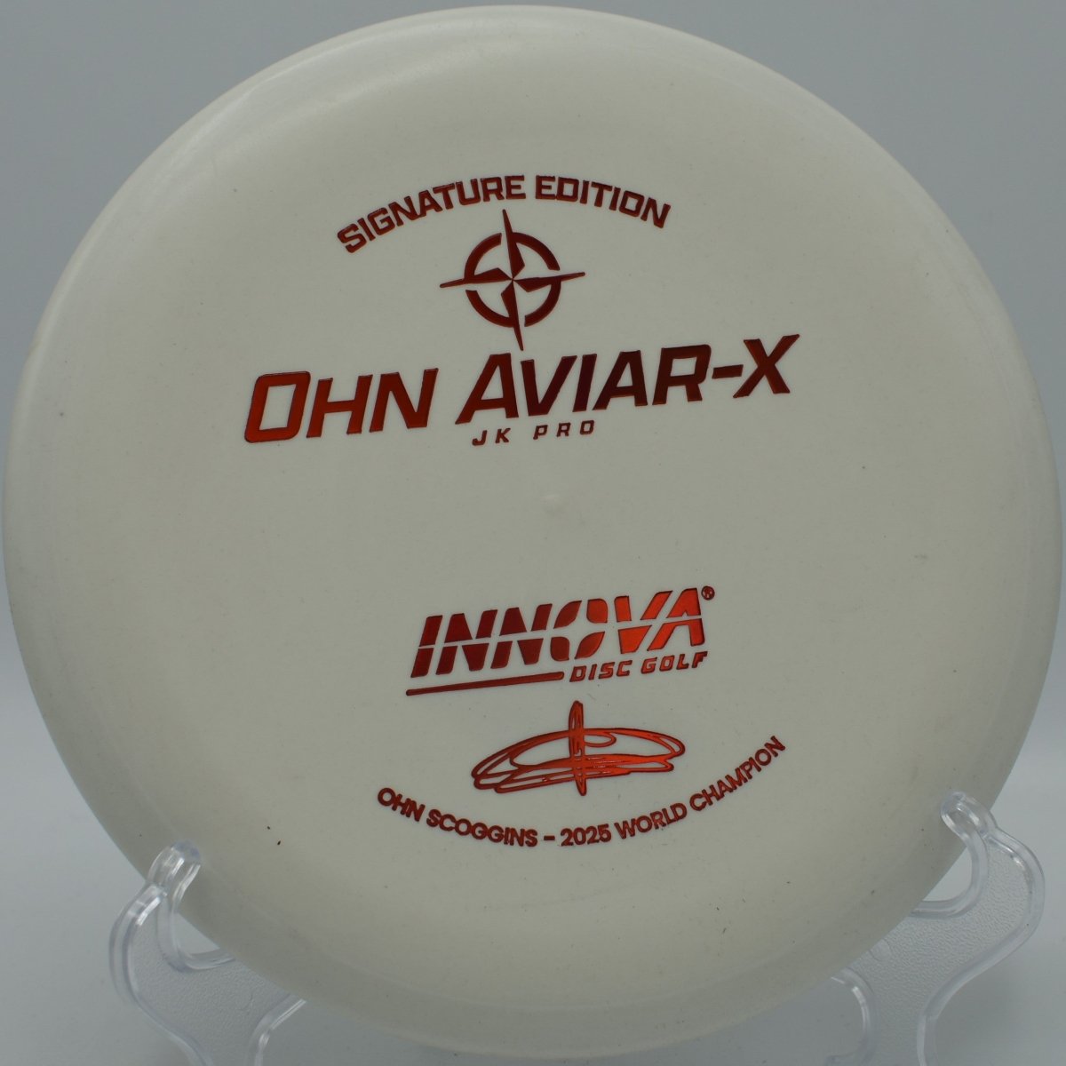 JK Aviar-X putter staged for a straight putt inside circle-1 at Selah Ranch Creekside Disc Golf Course in Talco, Texas