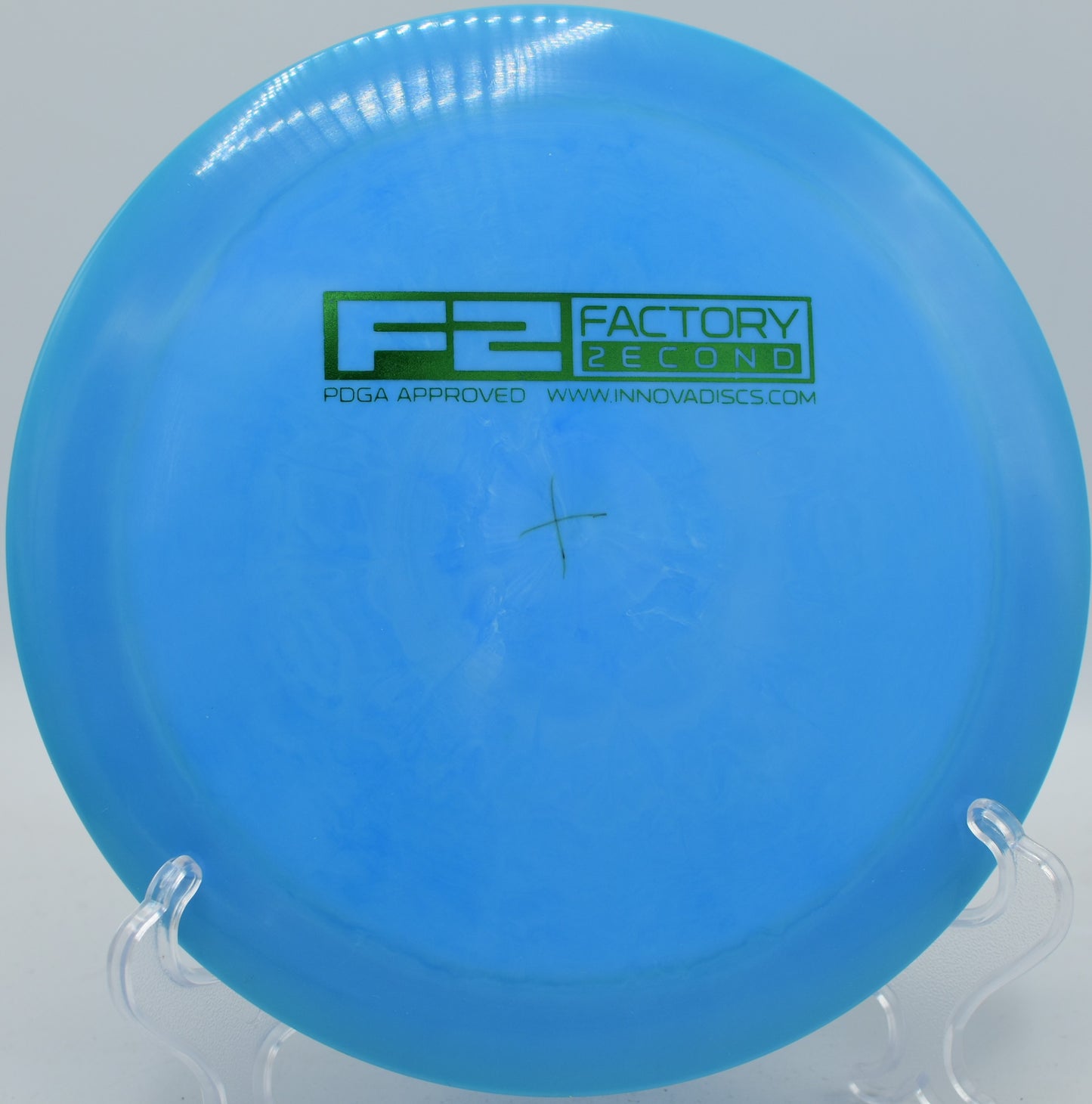 Innova Star Destroyer held in forehand grip before release at Lake Marshall – Lions in Montross, Virginia

