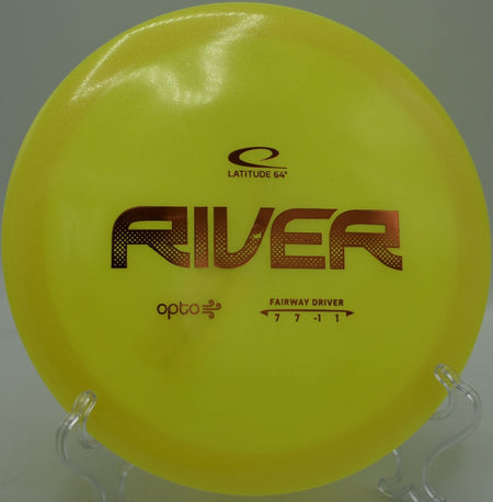 Latitude 64 Opto Air River glide driven fairway driver threading fairway at Rosedale Park Disc Golf Course in Kansas City Missouri