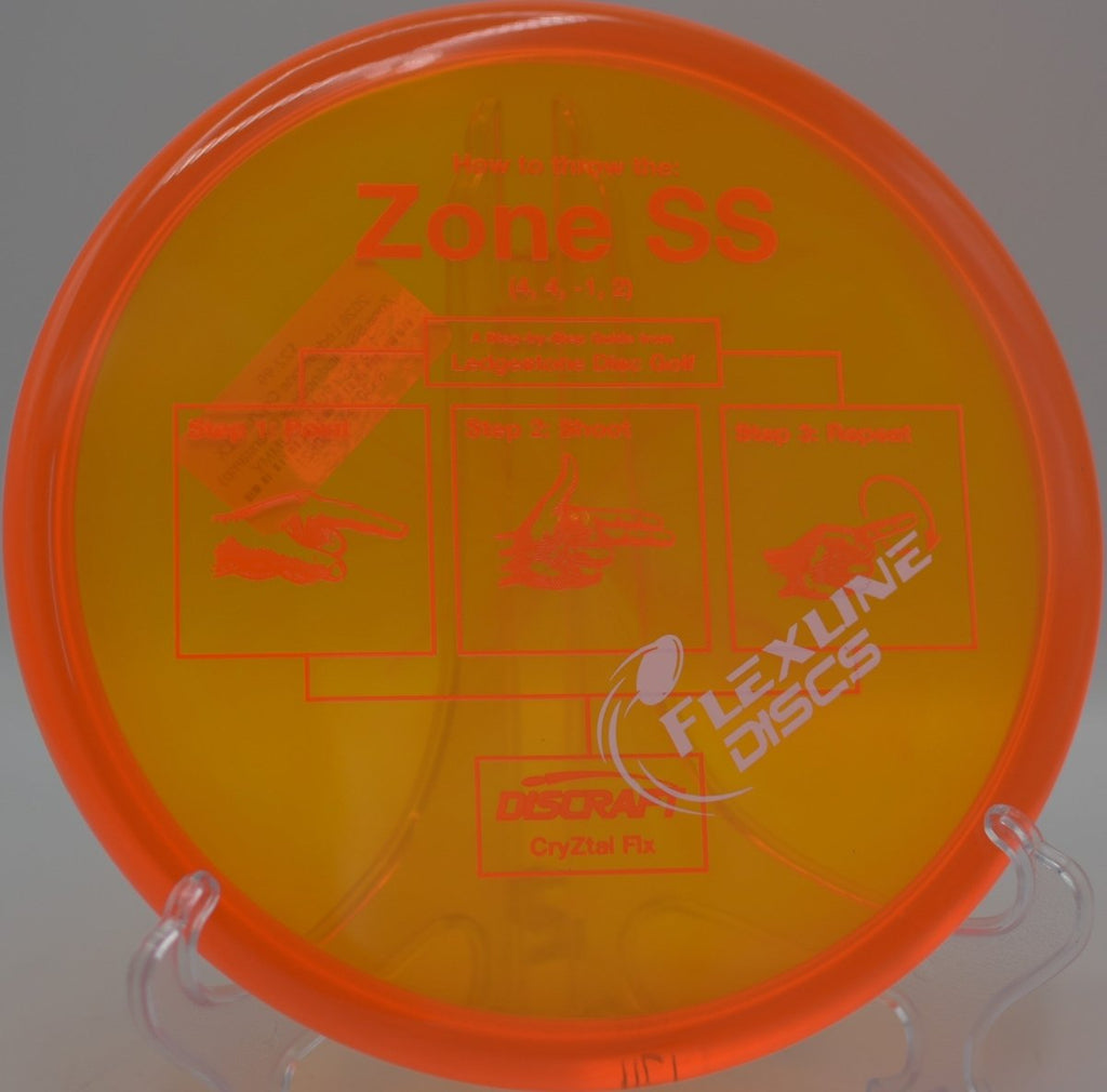 Discraft Zone SS CryZtal FLX landing softly on a technical approach at Rock Ridge Disc Golf Course in Pittsboro, North Carolina