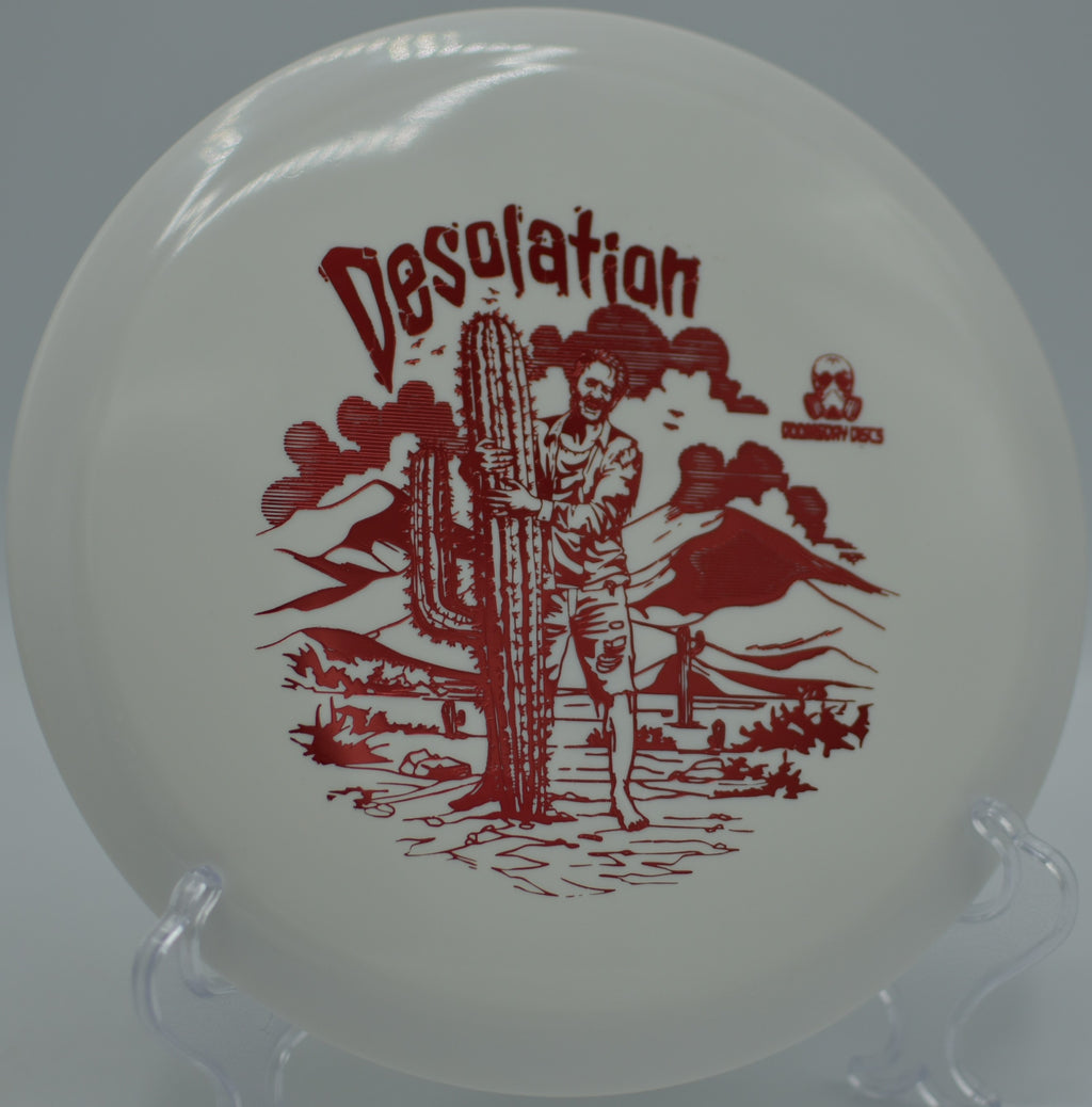 Doomsday Survival Desolation ripping a standstill midrange shot at Parker’s Pasture DGC in Great Falls, MT, gliding forward with a clean late fade.