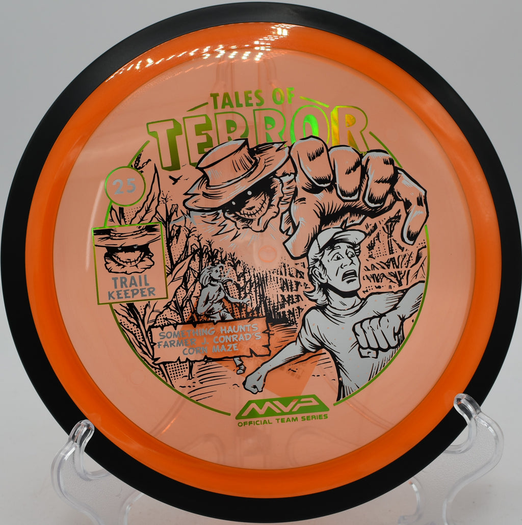 Halloween MVP Proton Trail carving forehand flex lines at Bailey Road Disc Golf Course in Cornelius, North Carolina.
