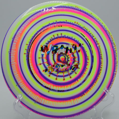 Star plastic Wraith with I-Dye pattern ripping a forehand drive at North Boundary Park in Cranberry Township, Pennsylvania