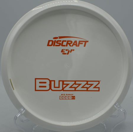 Discraft Solid White ESP Buzzz displayed at Harmony Bends DGC, Columbia MO for technical fairway precision