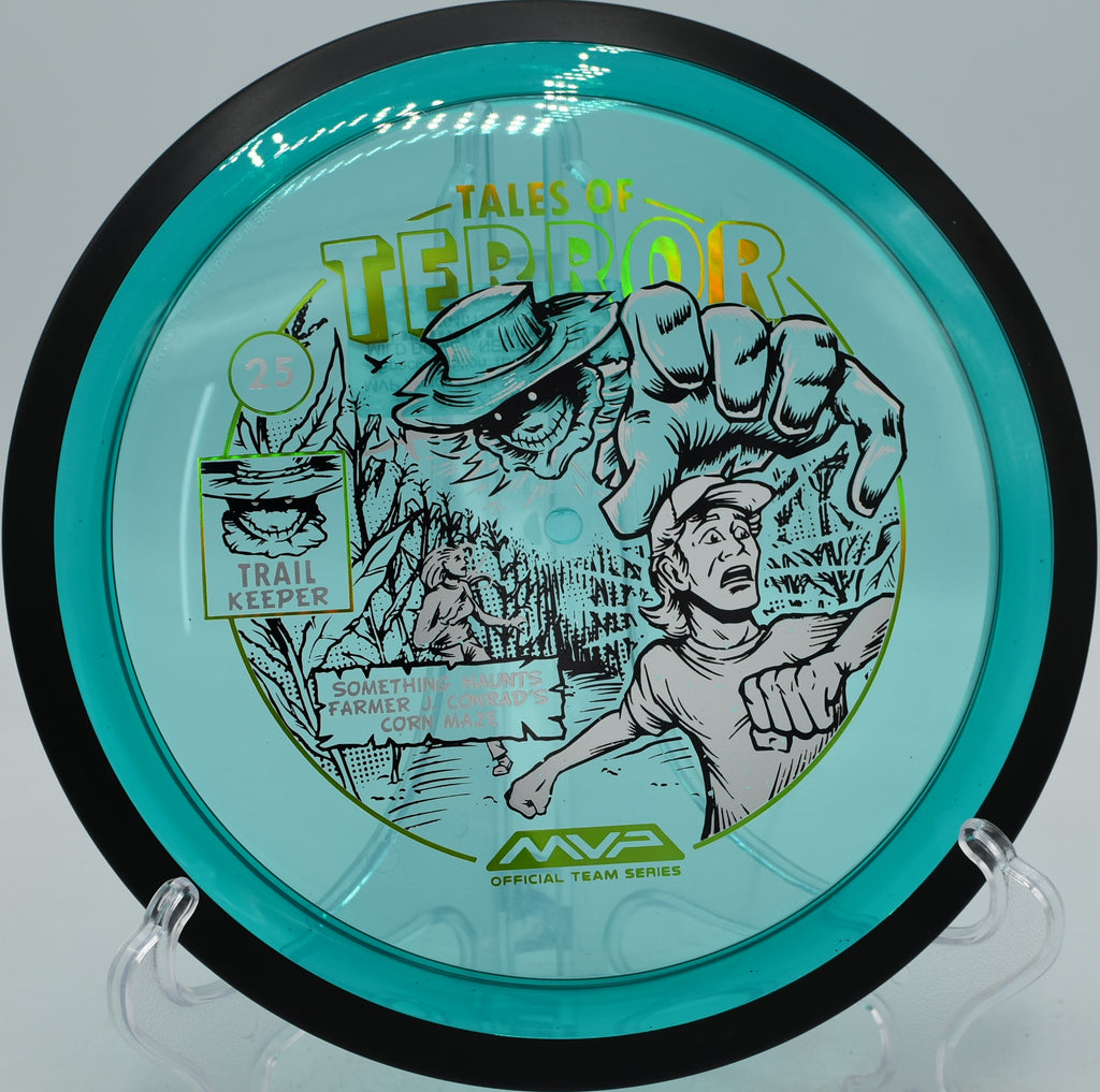 Halloween Edition MVP Trail launched into a low-ceiling drive at Packanack Lake Disc Golf Course in New Jersey.