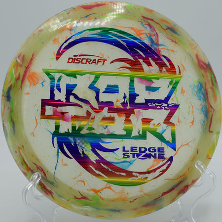 Confident forehand release with the Jawbreaker Z Glo Raptor at Maple Hill Disc Golf Course in Leicester, Massachusetts