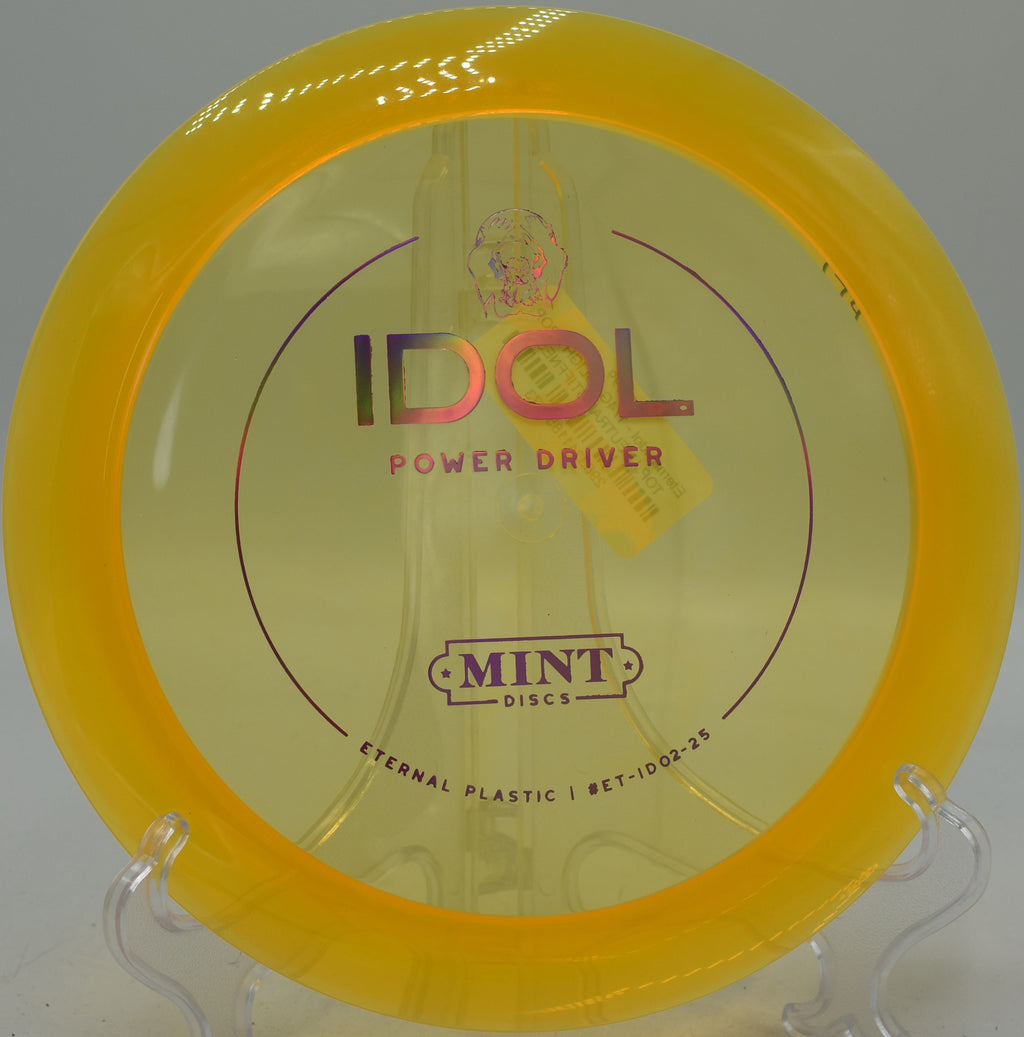Mint Discs Eternal Idol stable-to-overstable driver launched downhill at Stafford Lake Disc Golf Course in Novato, California