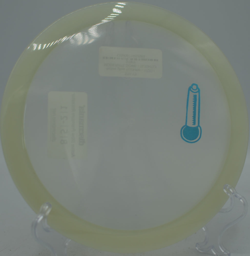 Active Premium Rockstar Discmania easy-glide fairway driver parked near the pin at Smugglers’ Notch Disc Golf Course in Jeffersonville, Vermont.