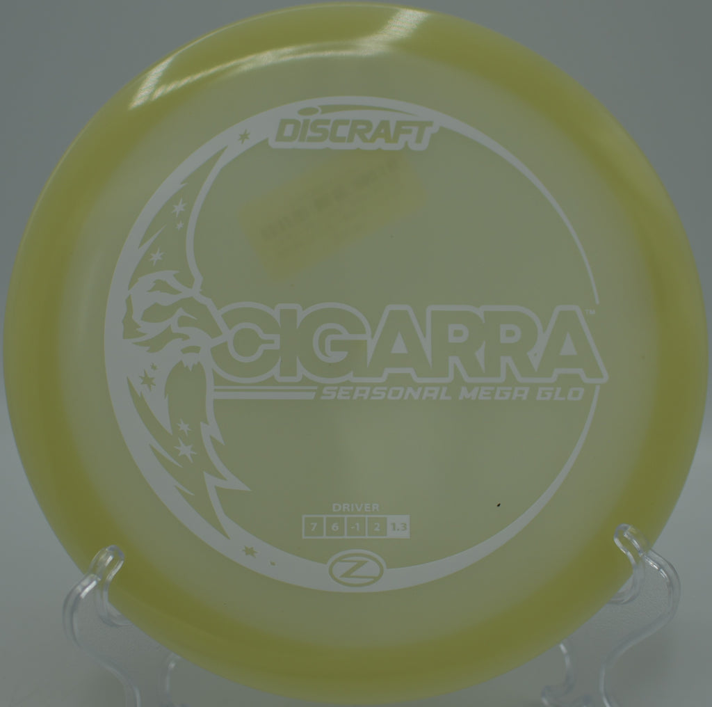 Mega Glow Z Cigarra fading strong through darkness at Harmon Hills Disc Golf Course in Fall Branch, Tennessee.