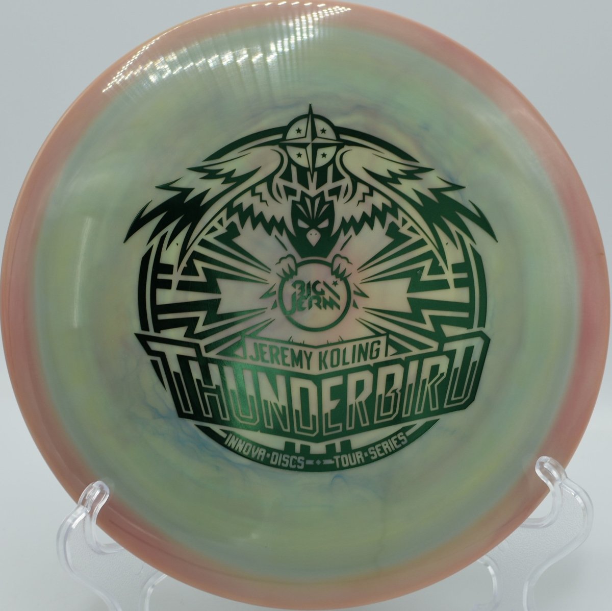 Koling Thunderbird pushed on a low, wind-tested line at River’s Edge Disc Golf Course in Holt, Michigan, resisting turn and finishing strong for confident fairway placement