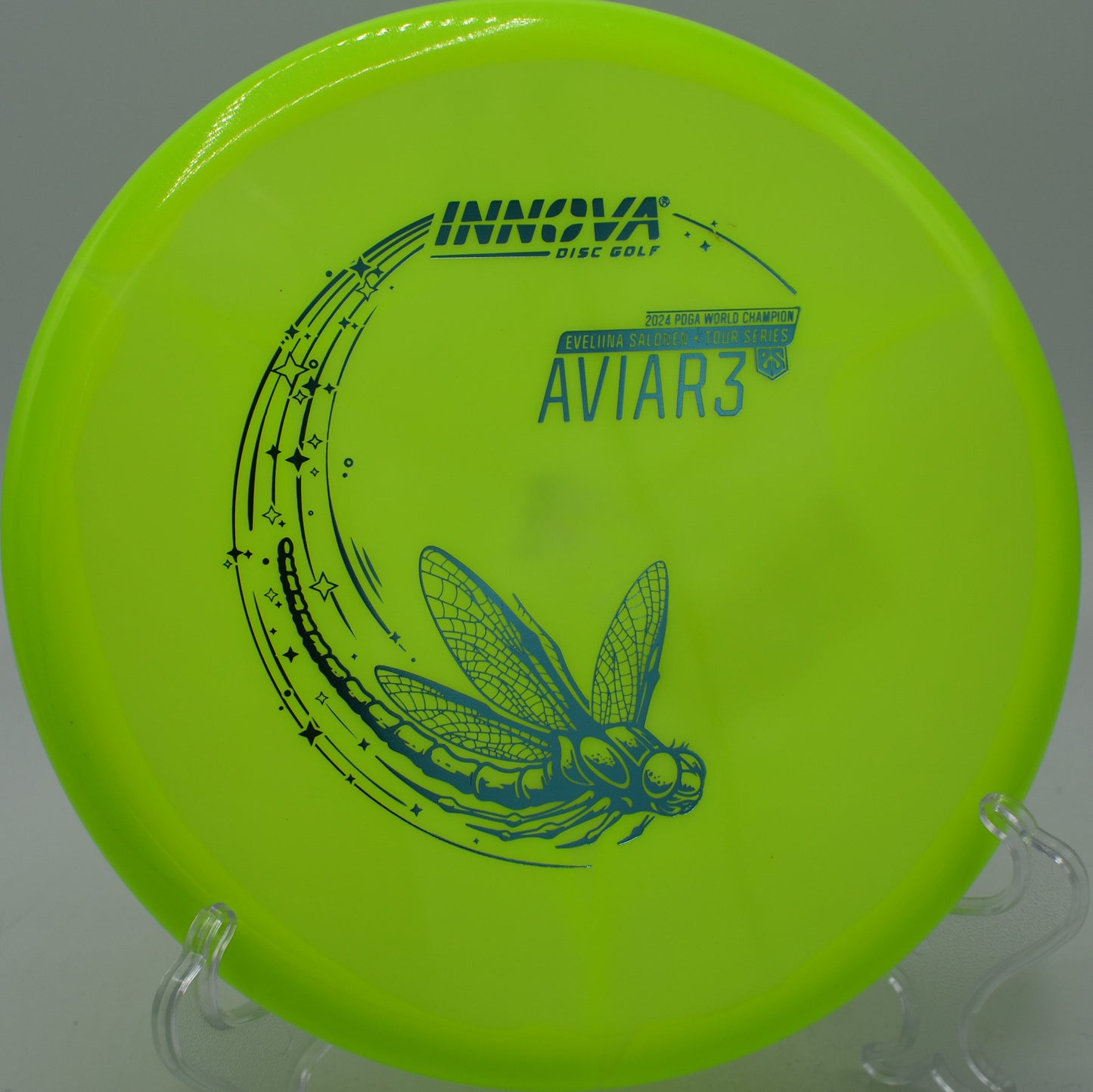 Innova Halo Glow Aviar3 glowing green at The Fort Disc Golf Course in Ogden, Utah

