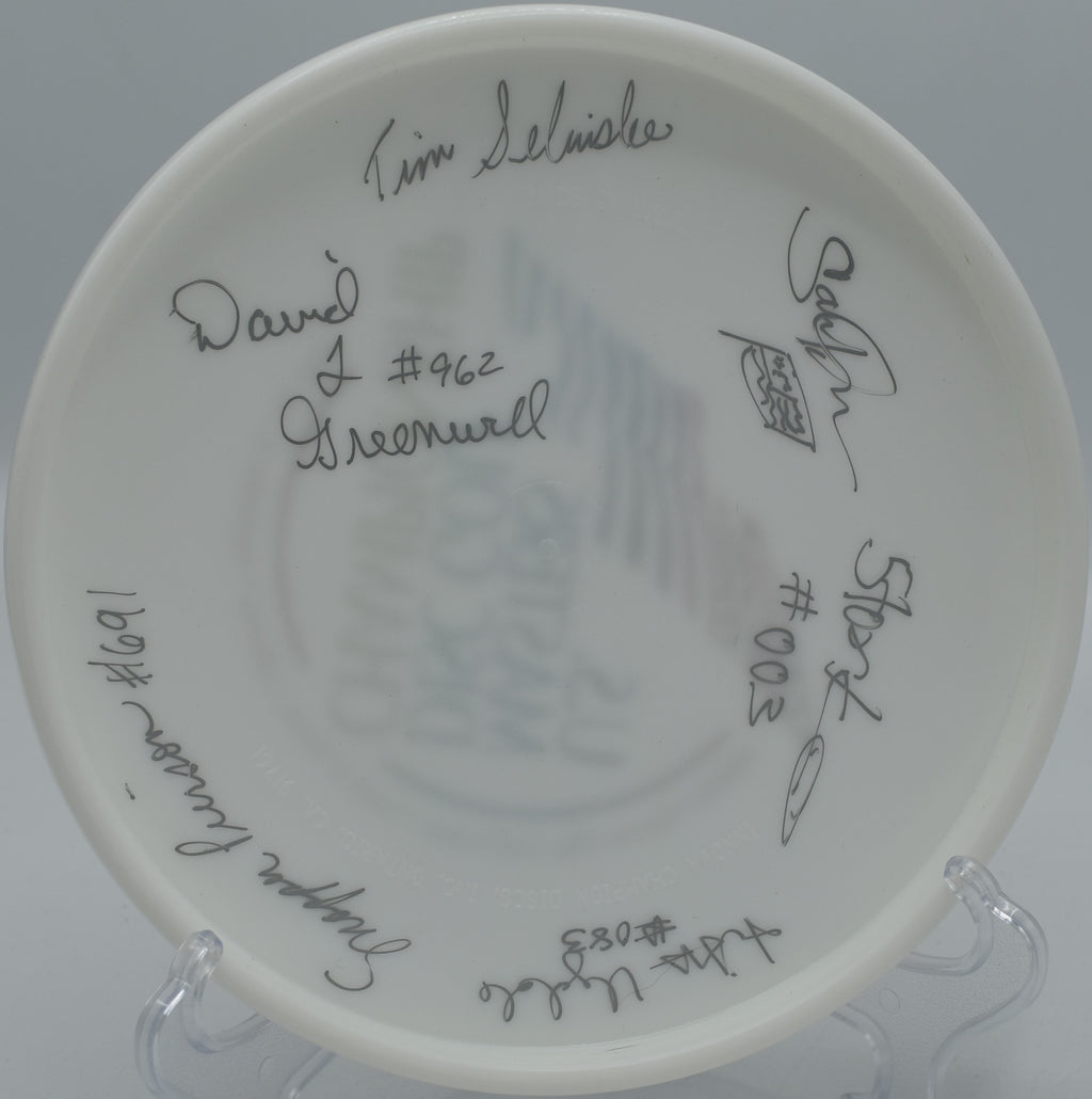 Innova Premie Birdie spinning cleanly out of hand at Timmons Park Disc Golf Course, South Carolina.