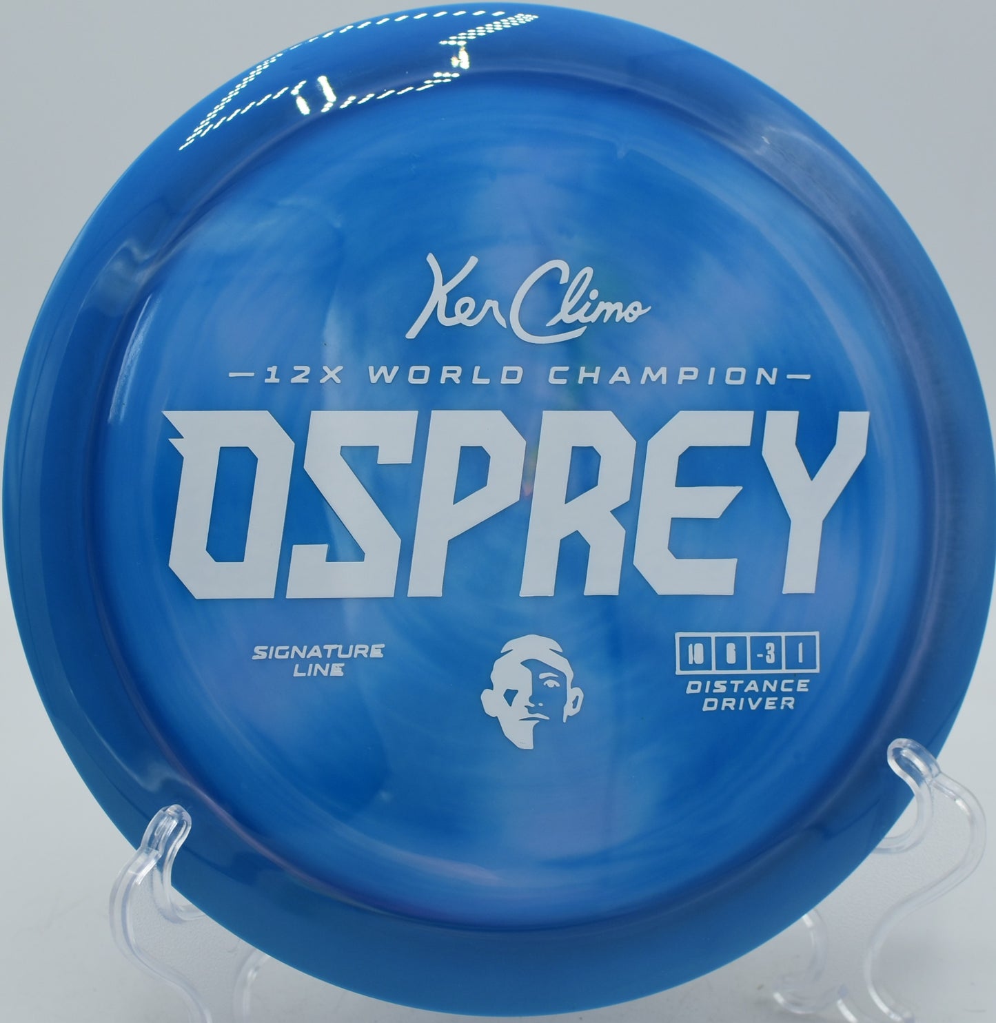 Signature Osprey flying straight with soft fade at Water Works Park Disc Golf Course in Kansas City, MO