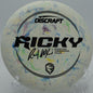 Ricky Wysocki Signature Jawbreaker Focus putter carving a soft anhyzer line at Fox Run Meadows Disc Golf Course in Jeffersonville, Vermont.