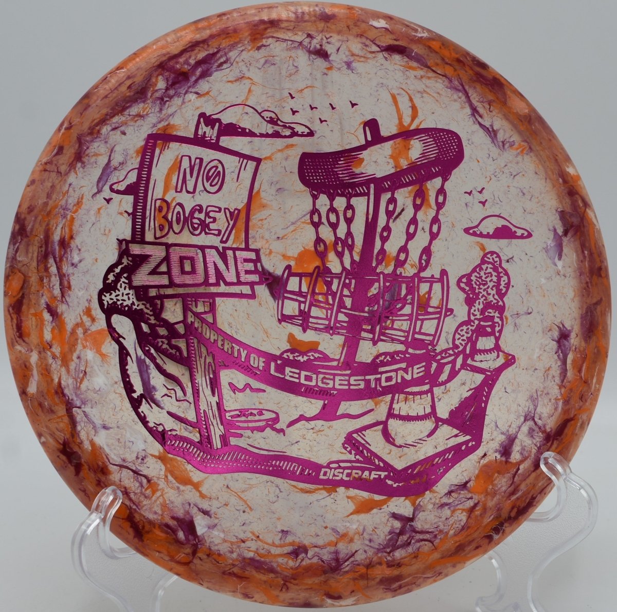 Discraft Zone precision forehand skip shot at Golden Gate Park Disc Golf Course in San Francisco, California