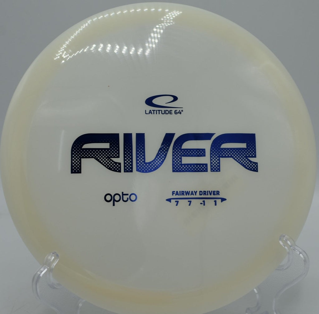 Latitude 64 Opto River glide focused fairway driver shaping smooth turnover at Selkirk Shores Disc Golf Course in Pulaski New York