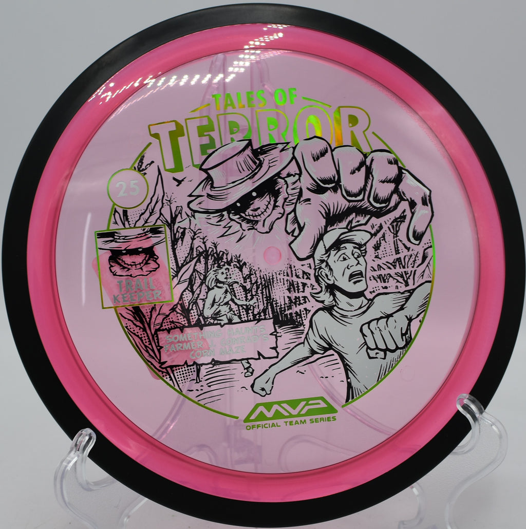 MVP Trail Proton Halloween disc ripping downhill shot at The Sinks DGC in Chattanooga, Tennessee