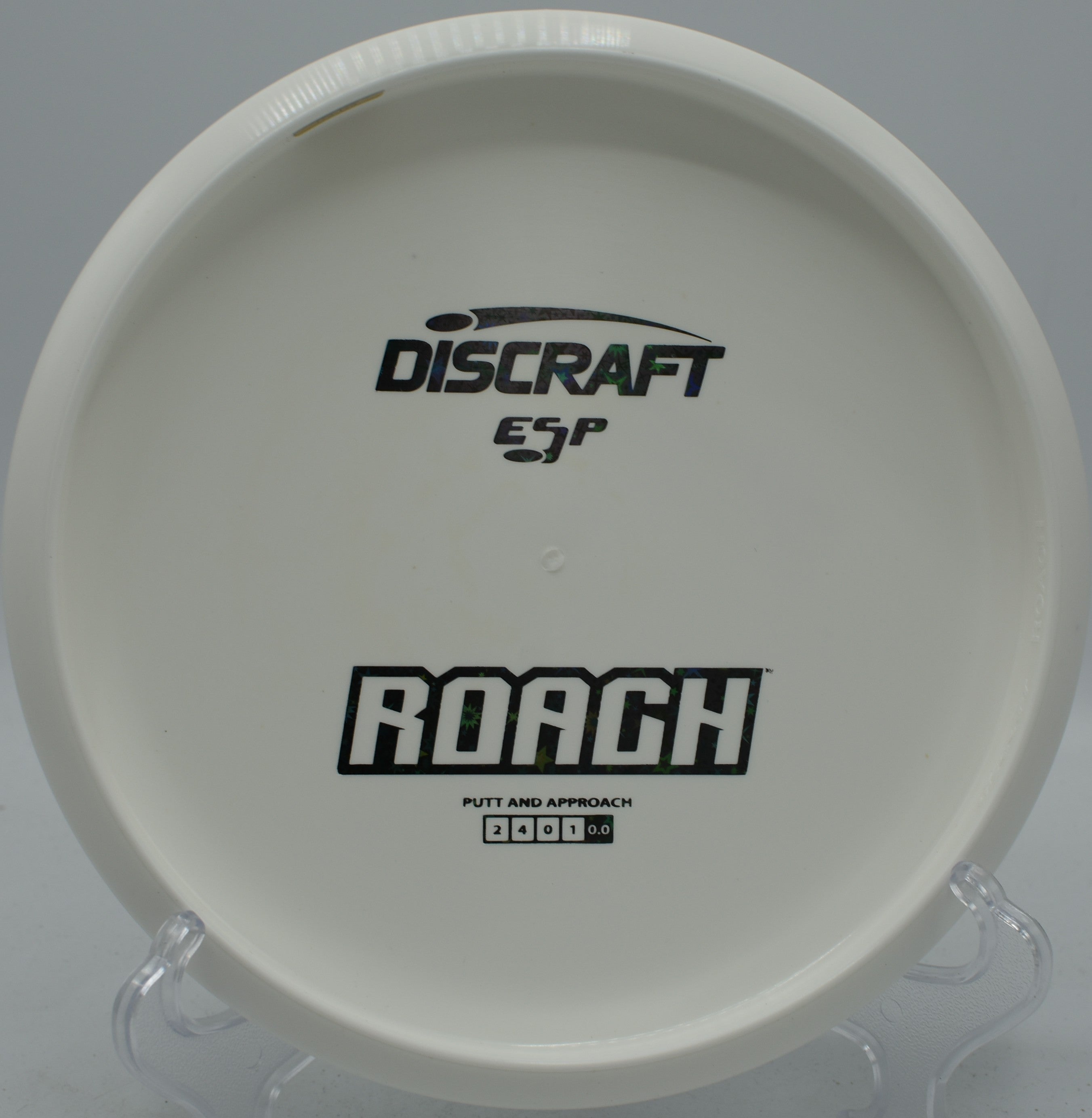 Discraft Solid White ESP Roach featured at DeLaveaga DGC, Santa Cruz CA for accurate putting and touch shots