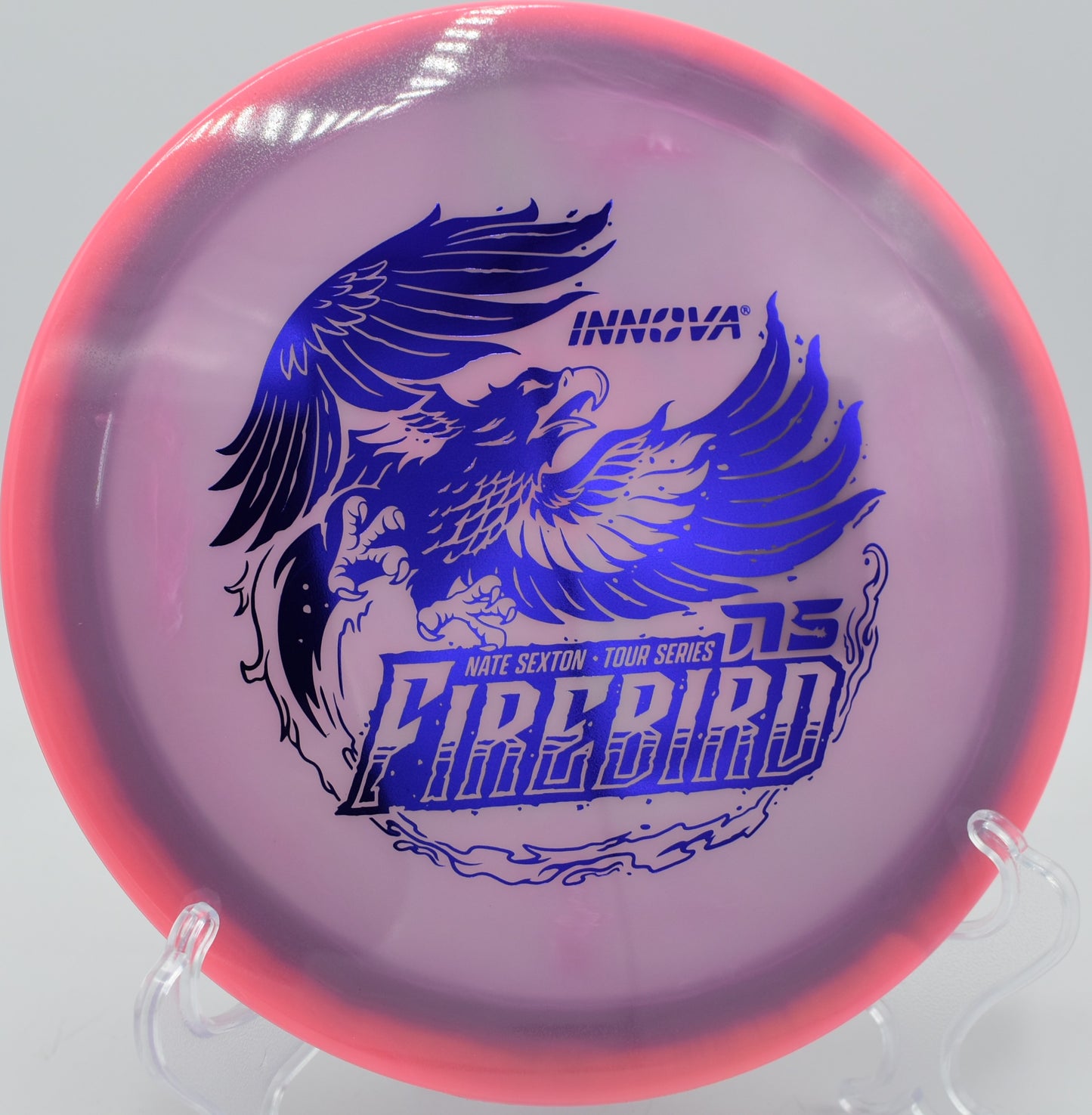 2025 Sexton Firebird spiking hard into the green on a forehand at Rock Ridge DGC in Pittsboro, North Carolina.


