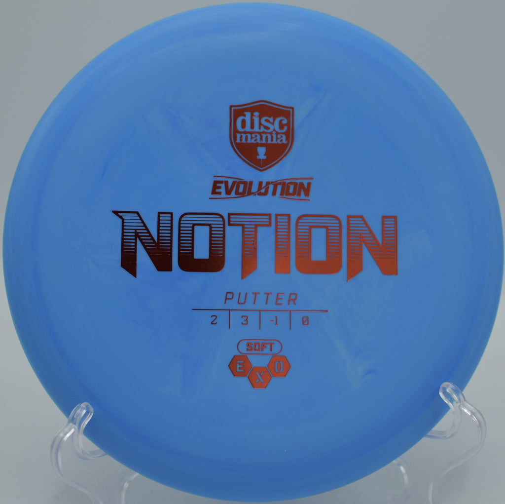 Player lining up a confident circle putt with Exo Soft Notion at Harmon Hills Disc Golf Course in Fall Branch, Tennessee.